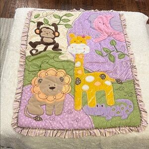 Bananafish Baby Blanket Fleece Giraffe alligator Animals Crib Nursery 37” x 28”